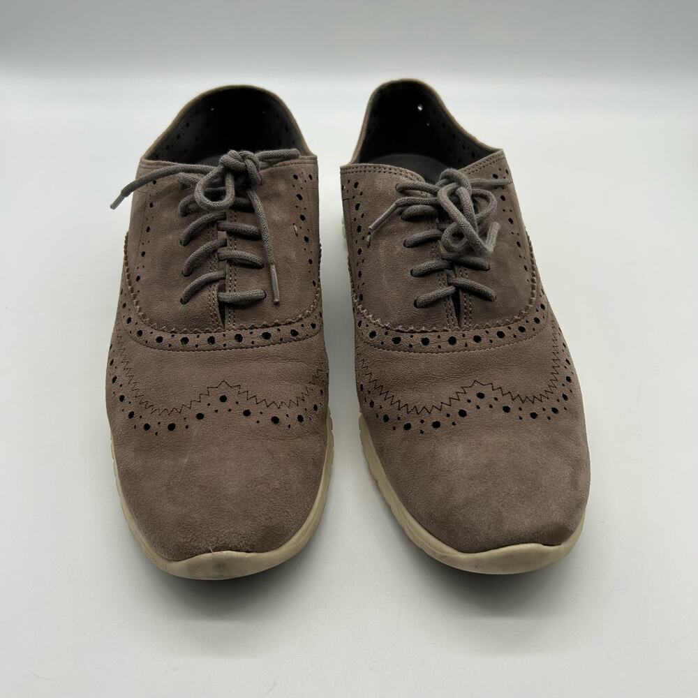 Cole Haan Zerogrand Wingtip Women's Oxford Brown Gray Suede Sz 8.5